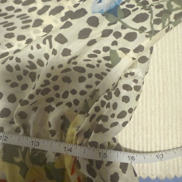 Johnny Was Silk Multicolor Floral and Leopard Print Blouse - Picture 8 of 11